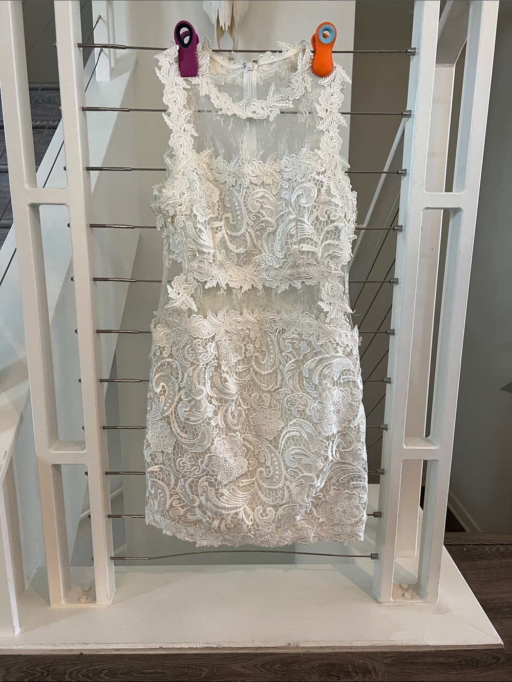 Ark & Co White Lace Dress with Sheer Detail